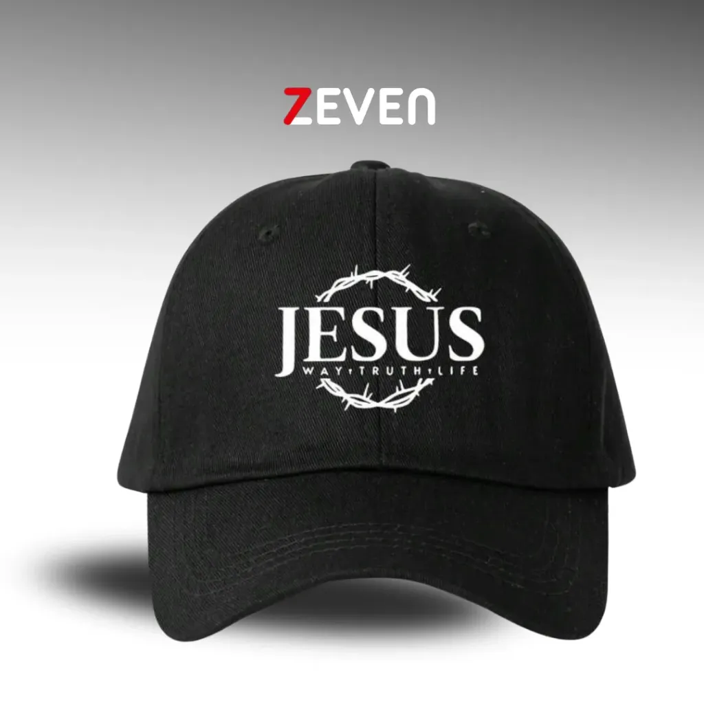 Gorra negra con estampado de JESUS