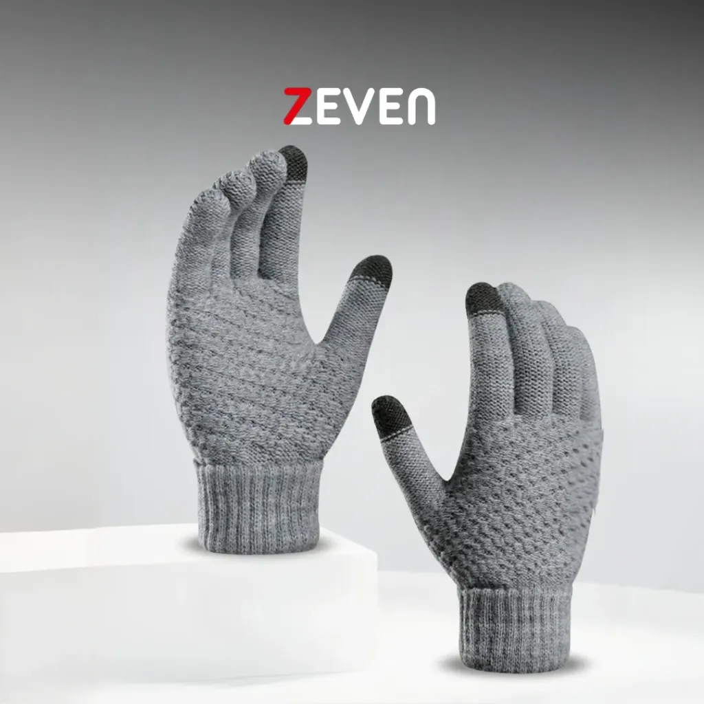 Guantes grices con punta negra táctil