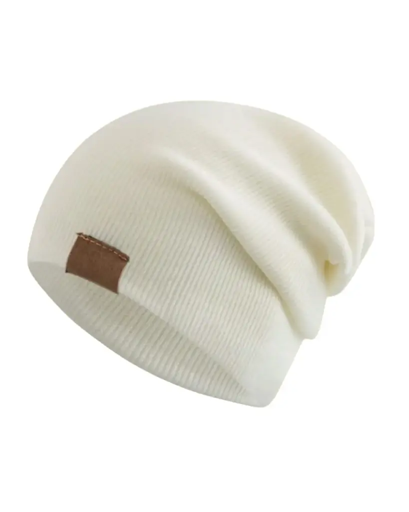 Gorro blanco cuff con viñeta café 