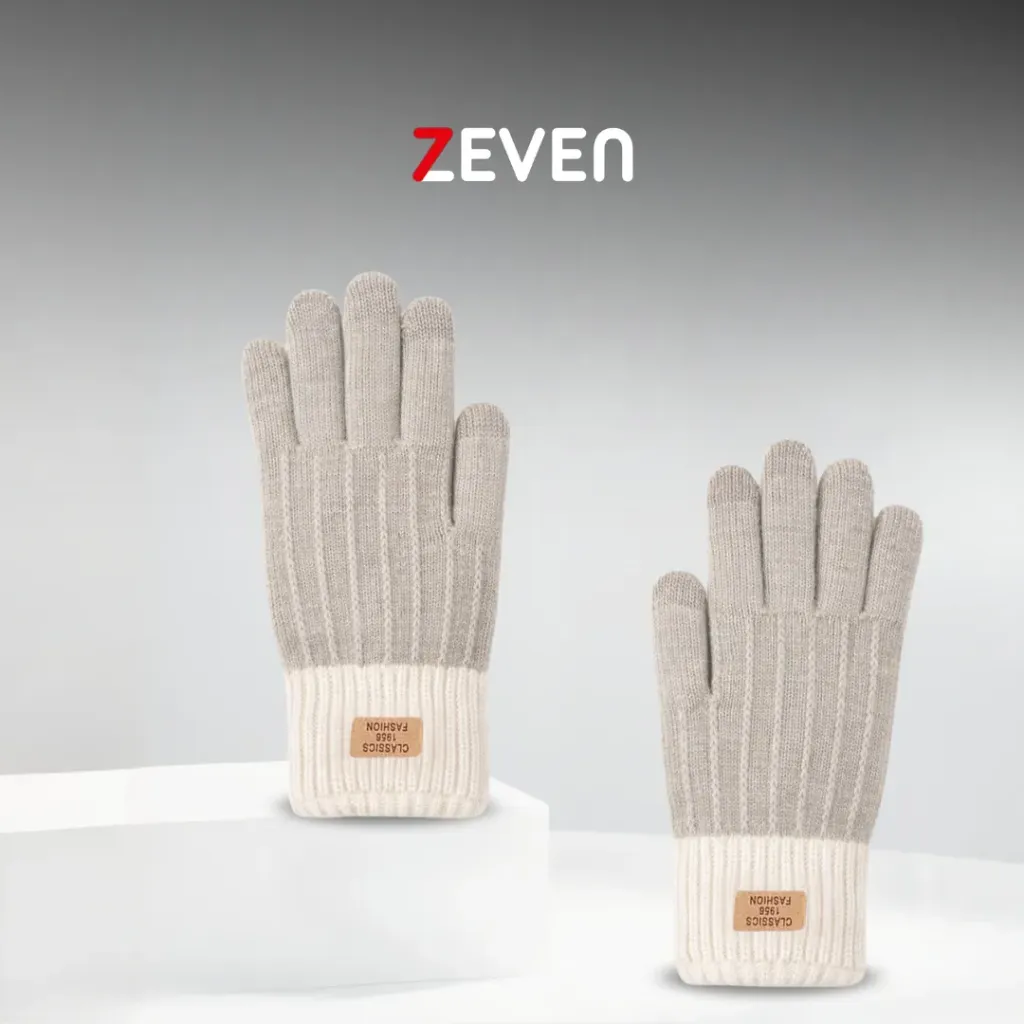 Guantes de punto tactil baige