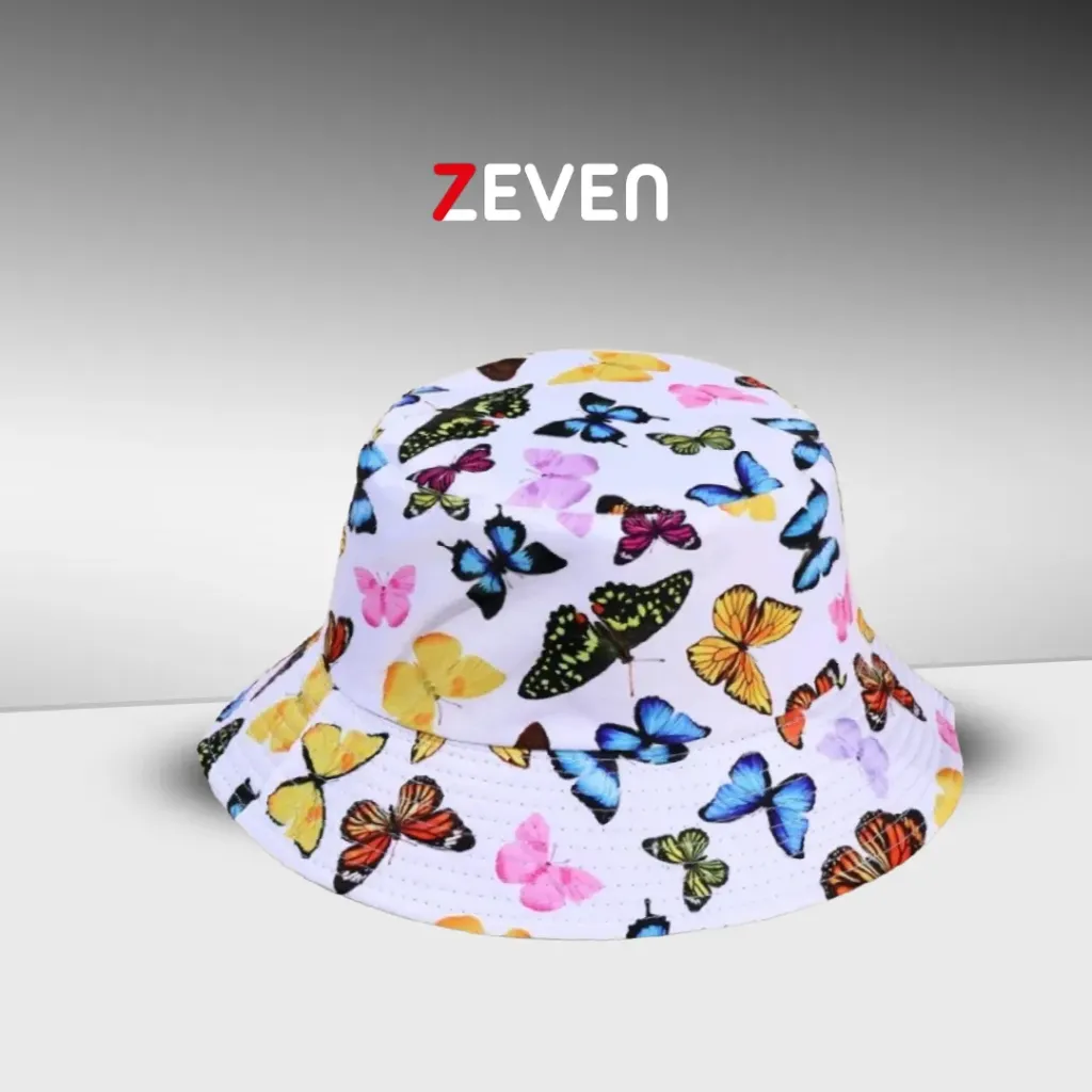 Sombrero cubo reversible con diseño de mariposas 