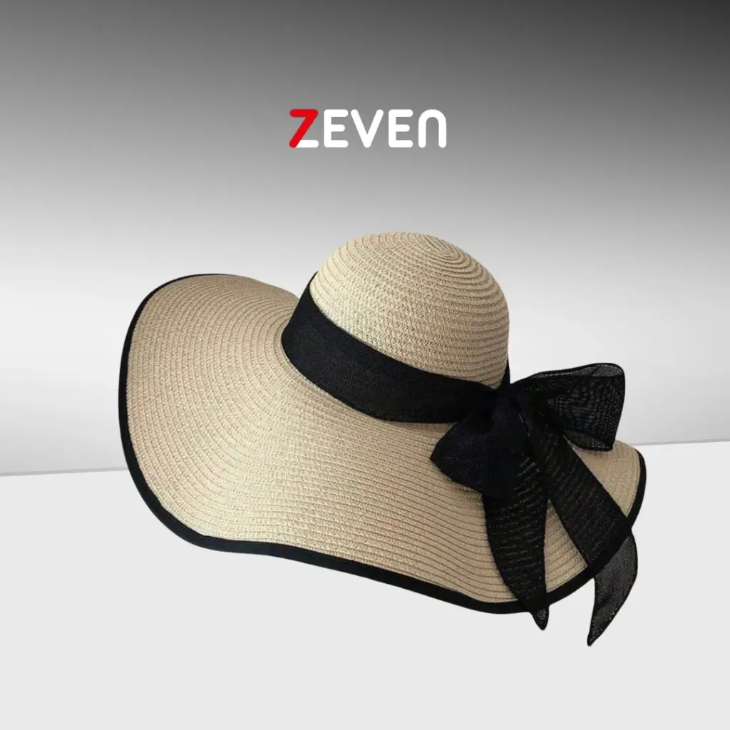 Sombrero de playa para mujer con chonga negra