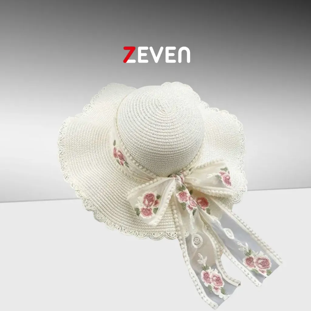 Sombrero elegante para mujer blanco con flores