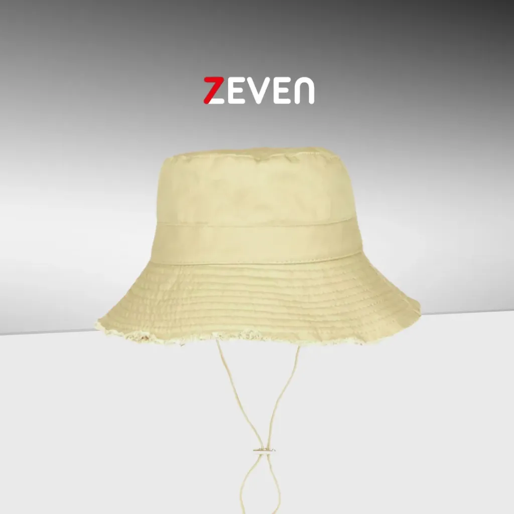 Sombrero de cubo con borde desgastado beige