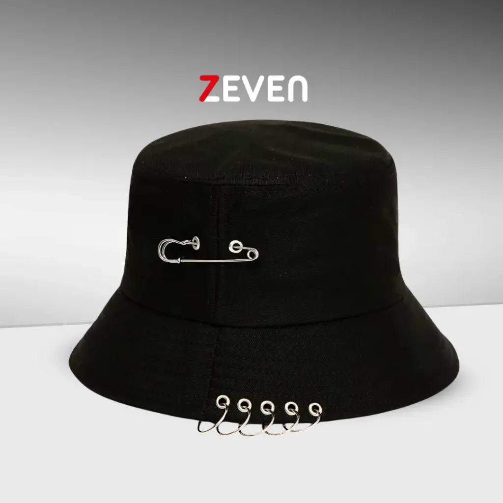 Sombrero de cubo negro con aros