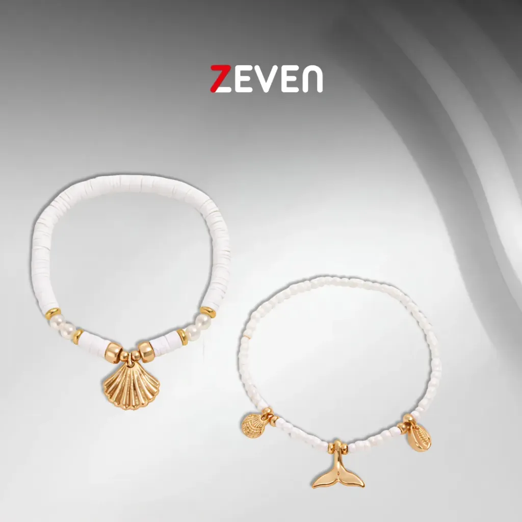 Set tobilleras marinas almeja y cola de ballena