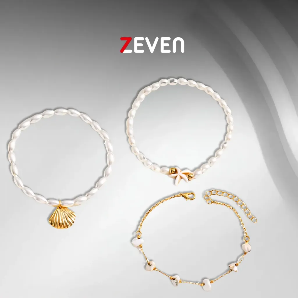 Set tobilleras perlas
