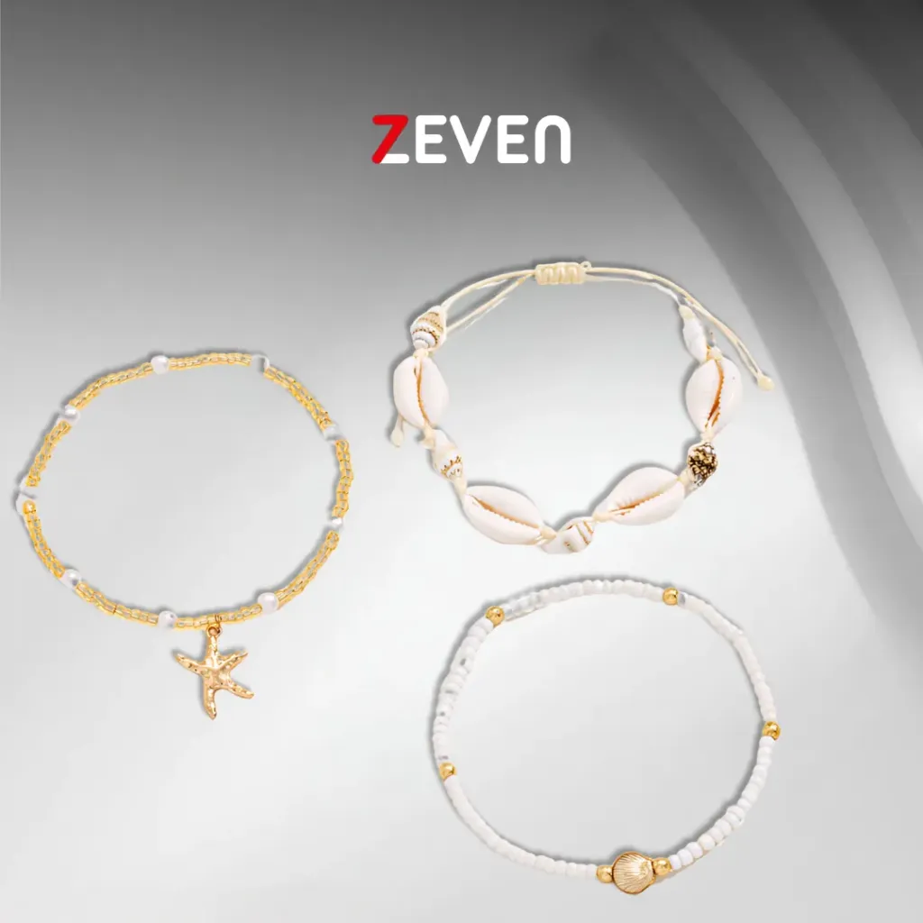 [TB006] Set de tobilleras estrella de mar, conchas y perlas