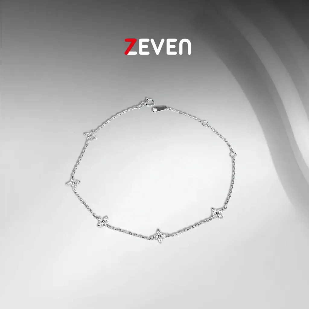 Tobillera de acero plateado flores