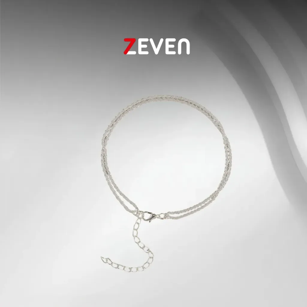 Tobillera doble de acero plateado