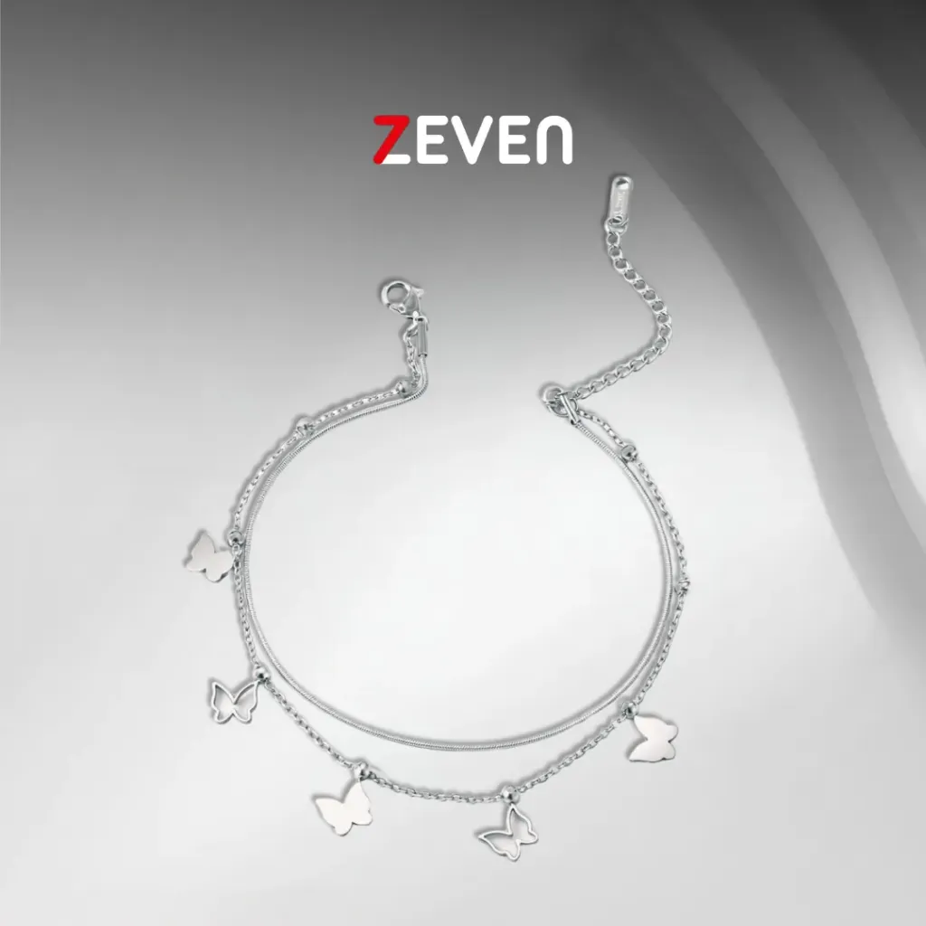 Tobillera de acero con dijes de mariposas