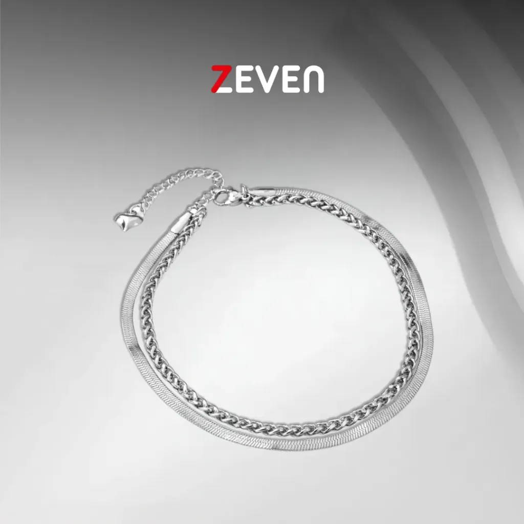 Tobillera doble de acero trenzado