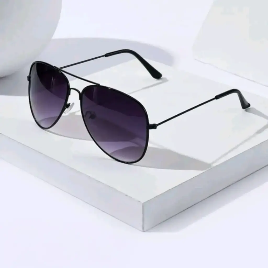 Gafas de moda aviador de montura metálica negro para hombre 