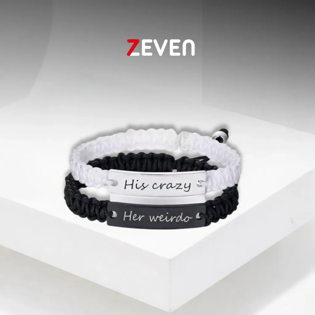 Set pulsera trenzada "His crazy" "Her weirdo"