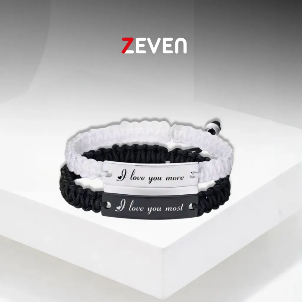 Set de pulsera trenzada "I love you more" " I love you most"