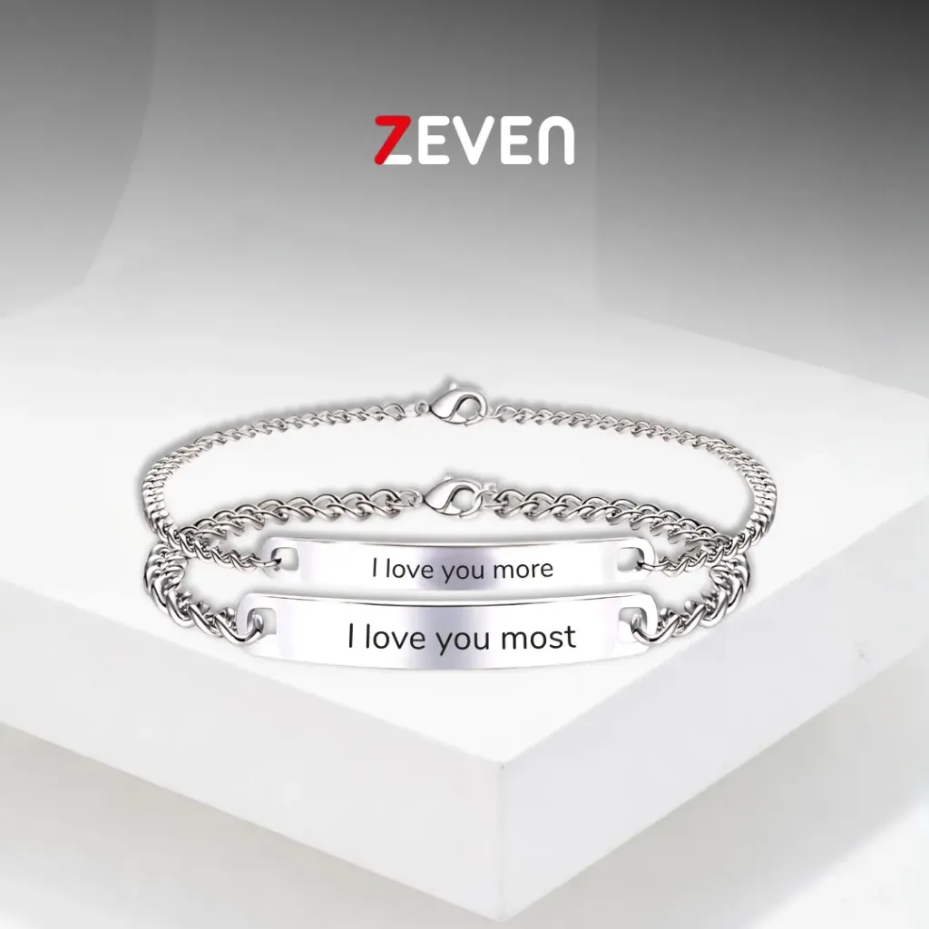 Set de pulseras de acero "I LOVE YOU MORE/I LOVE YOU MOST"