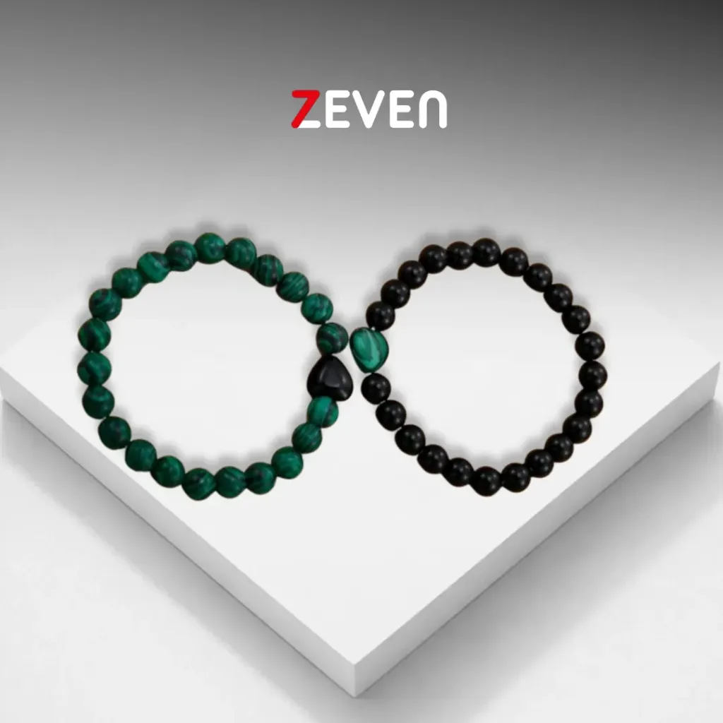 [PZ026] Set de pulseras de piedras negras y verdes