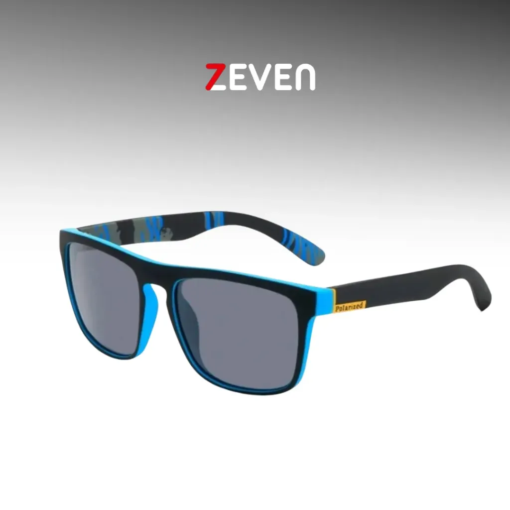 [GZ005] Gafas de sol negras con aro negro y celeste polarized 