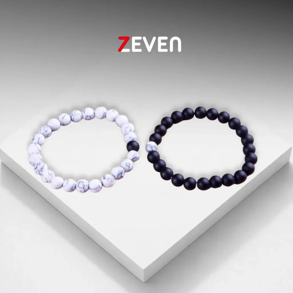 Set de pulseras magnetica blanco y negro