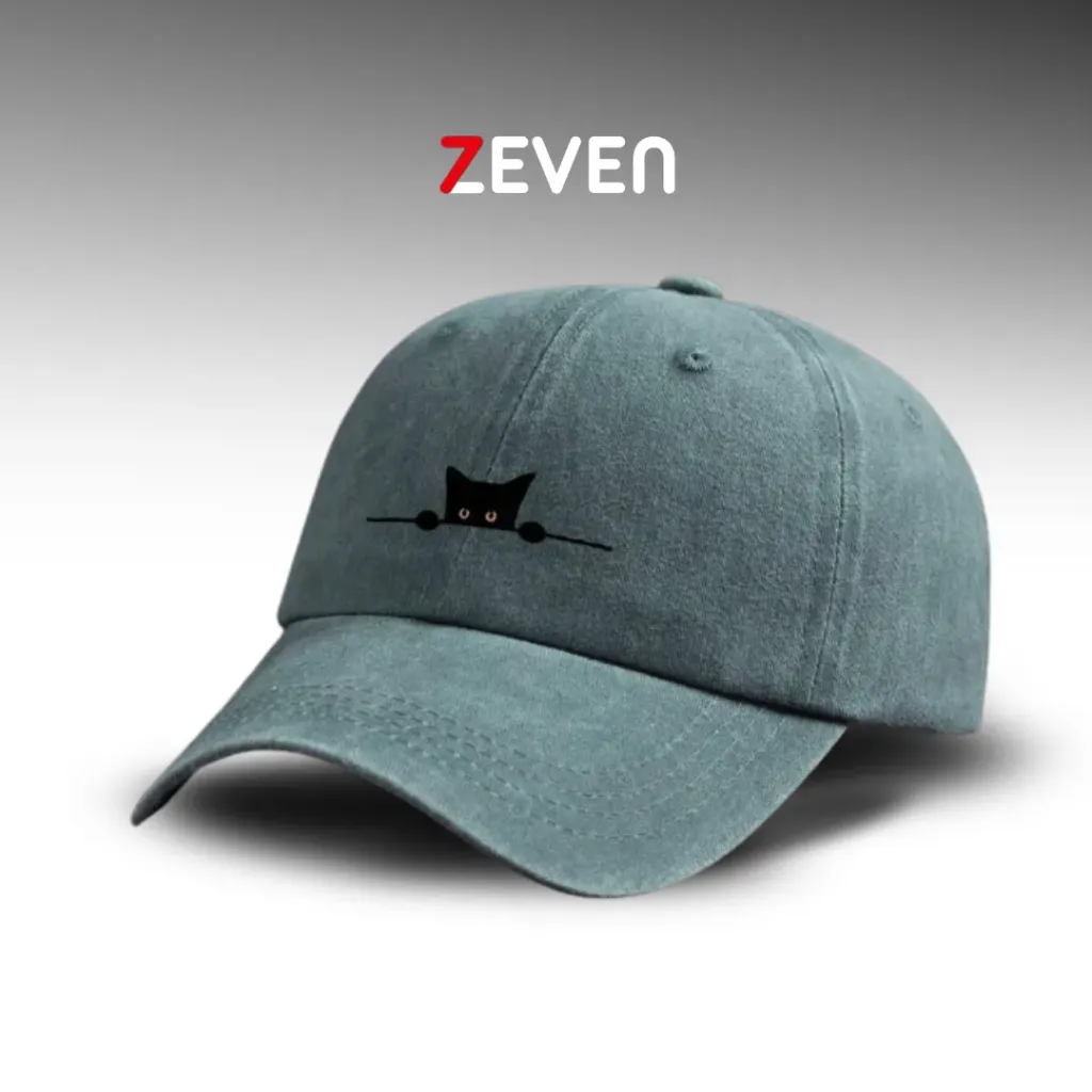 Gorra verde con estampado de GATO