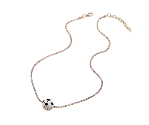 Collar con dije de pelota de futbol blanco