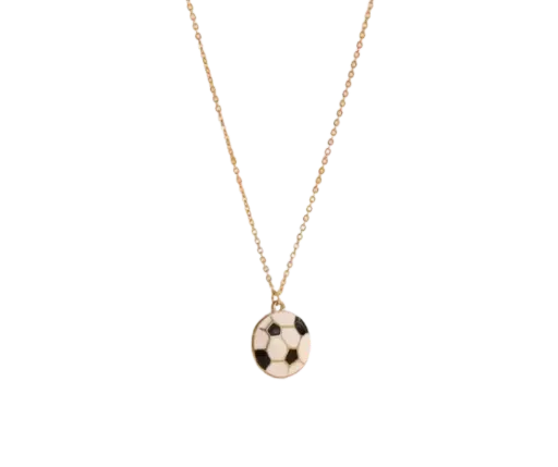 Collar con dije de pelota de futbol circular blanco