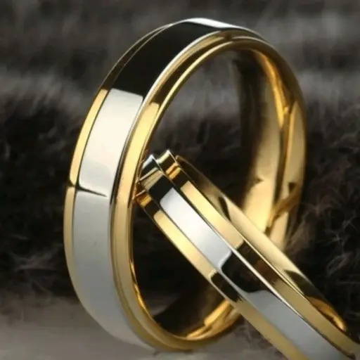 [AD0027] Set de anillos dorados con linea plateada