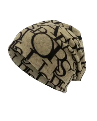 [GS200] Gorro bufanda dorado de poliéster con diseño de letras