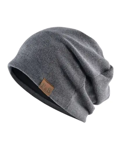 [GS102] Gorro holgado premium gris oscuro con viñeta café 