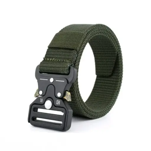 [CB003] Cinturón casual color verde militar con hebilla plástica 