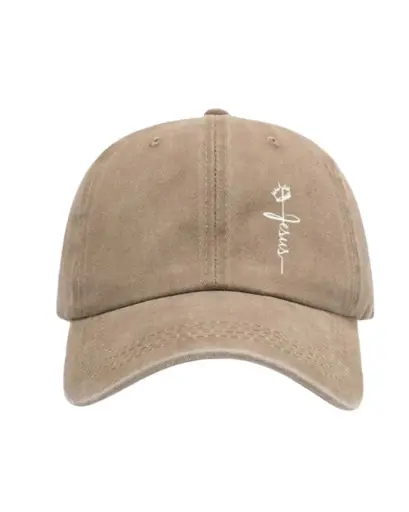 [OB027] Gorra beige con frase de Jesus
