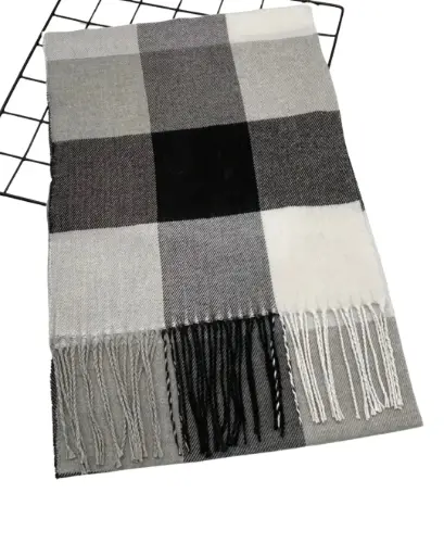 [BF006] Bufanda gris con cuadros