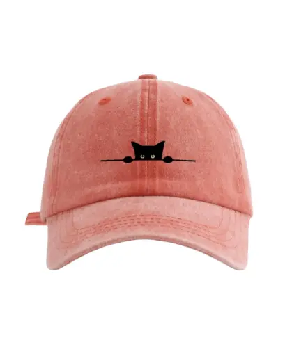 Gorra anaranjada con gato