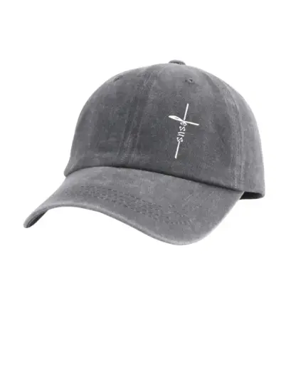[OB028] Gorra gris claro con palabra JESÚS