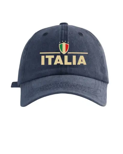 Gorra azul con palabra ITALIA