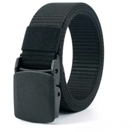 [CB018] Cinturón táctico color negro con hebilla plástica 