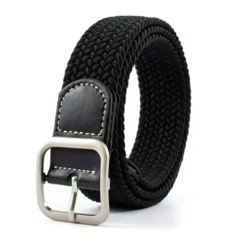 [CB024] Cinturón trenzado elástico color negro 