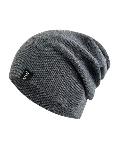 [GS011] Gorro holgado gris oscuro con etiqueta 