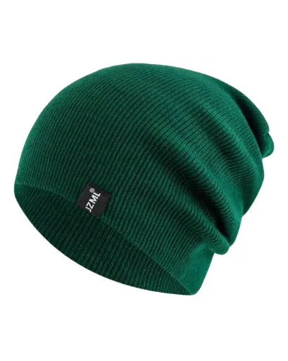 [GS014] Gorro holgado verde oscuro con etiqueta 