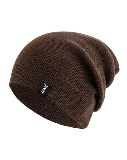 [GS015] Gorro holgado café con etiqueta 