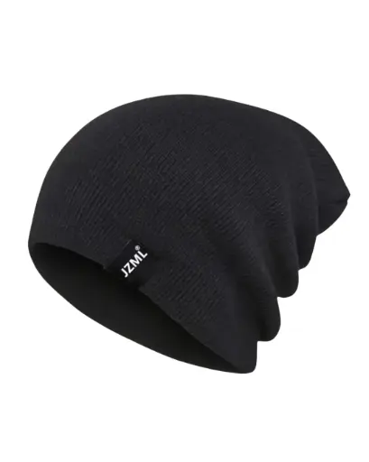 [GS021] Gorro holgado negro con etiqueta 