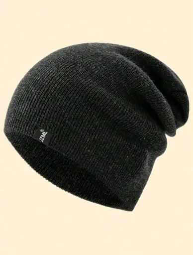 [GS022] Gorro holgado negro gris oscuro con etiqueta 