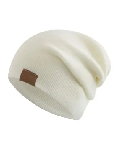 [GS099] Gorro blanco cuff con viñeta café 