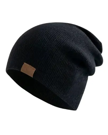 [GS100] Gorro negro holgado con viñeta café 