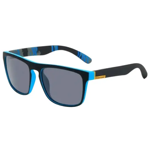 [GZ005] Gafas de sol negras con aro negro y celeste polarized 