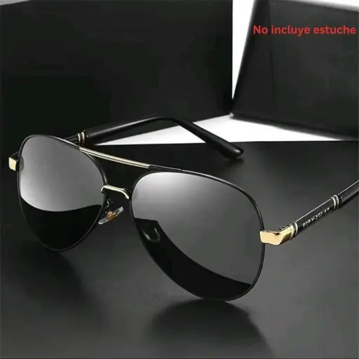 [GZ012] Gafas negras para hombre con detalle dorado 